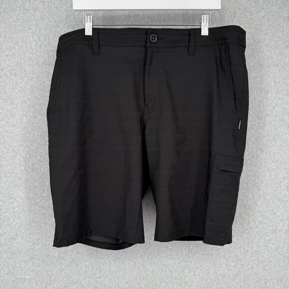 ONeill Mens Hybrid Shorts Size 36 Black Summer Vacation Swim Hike Adjustable EUC - Picture 1 of 13